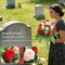 Artificial Cemetery Flowers – 2 Sets of Memorial Grave Bouquets with Vases for Grave & Tombstone Decorations